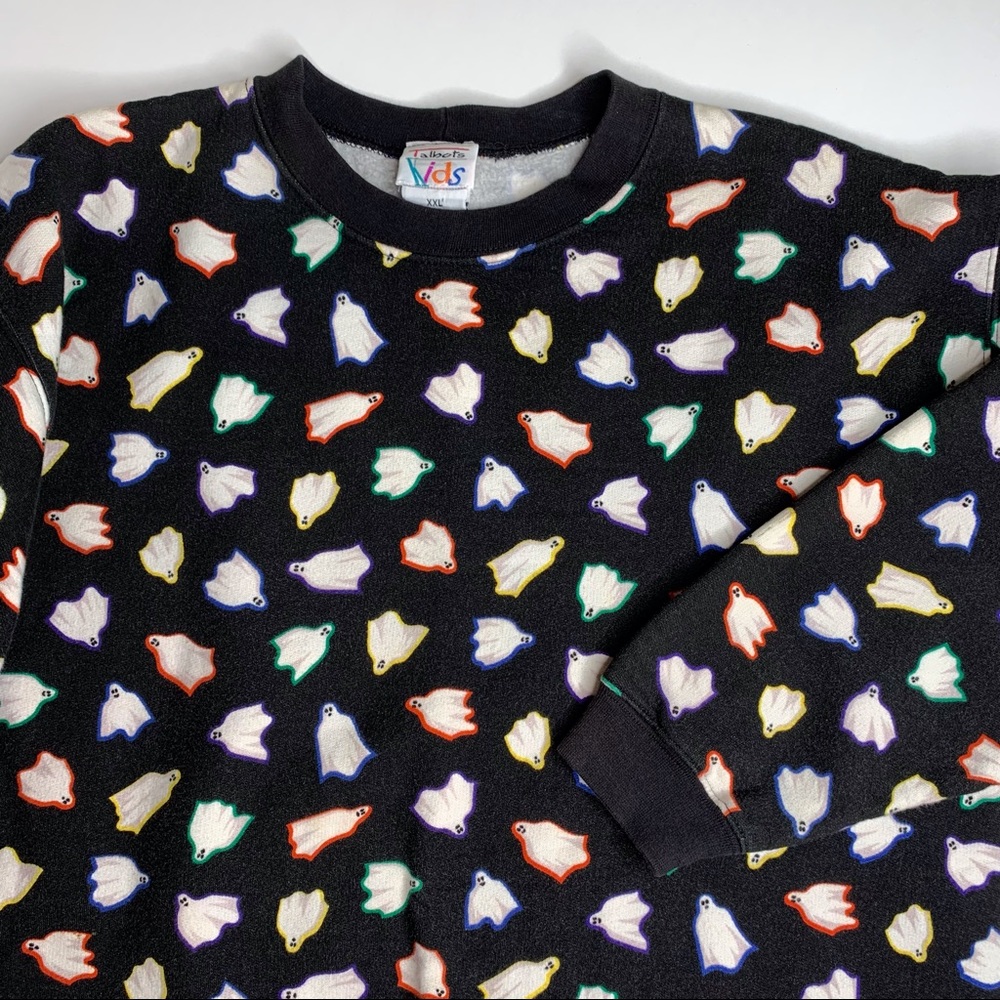 Talbots Kids Colorful Ghost Spooky Halloween Sweatshirt XXL fits small adult